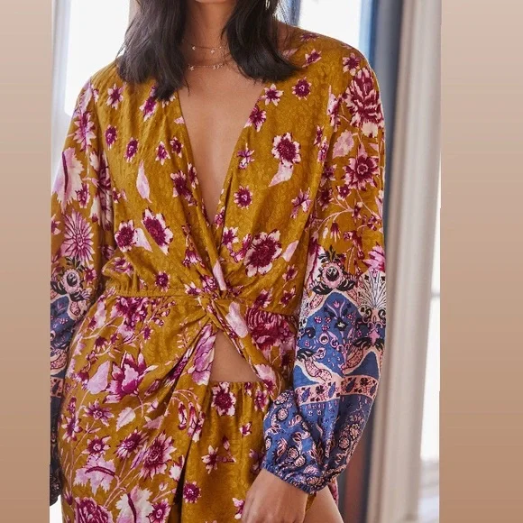 Anthropologie Floral Long Sleeve Tunic Size Medium - Picture 7 of 13